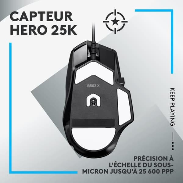 Spelmus - Kabelansluten - Logitech G - G502 X - Svart