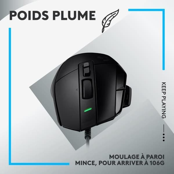 Spelmus - Kabelansluten - Logitech G - G502 X - Svart