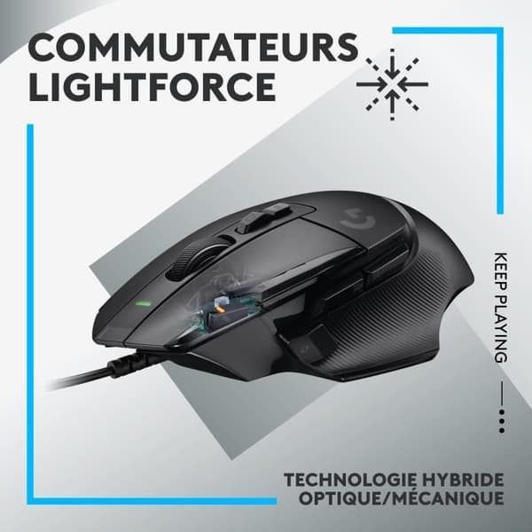 Spelmus - Kabelansluten - Logitech G - G502 X - Svart