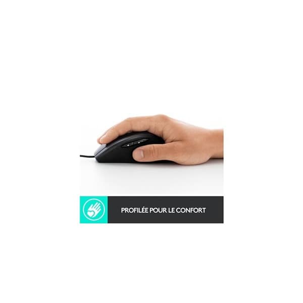 Trådad mus - Logitech - M500s - Ultra-snabb rullning - 7 anpassningsbara knappar - Grå