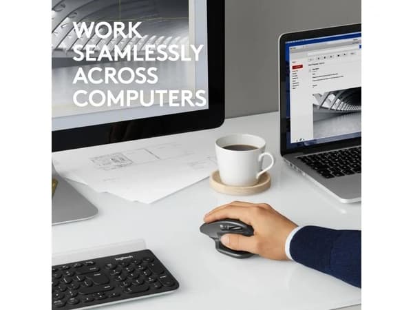 Logitech MX Master 2S - Mus - laser - 7 knapper - trådløs - 2.4 GHz, Bluetooth - USB Logitech Unifying-mottaker - grafitt