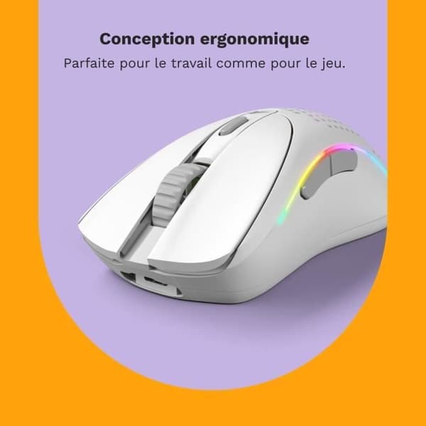 Spelmus - GLORIOUS - Modell D 2 - Ergonomisk - Trådlös - 26000 DPI