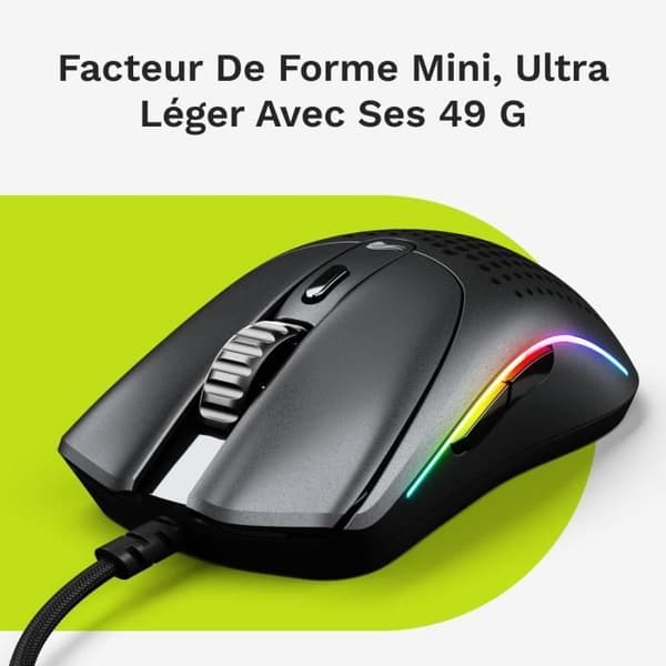 Souris Gaming Filaire - GLORIOUS - Modell O 2 Mini - 49g Ultralätt - 26000 dpi - 6 Programmerbara knappar