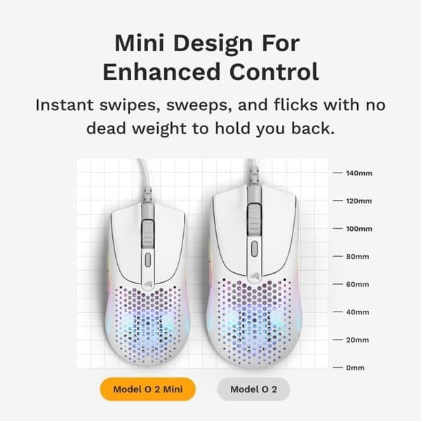 Souris Gaming - GLORIOUS - Modell O 2 Mini - Ultra lätt 49g - Sensor 26000 dpi - 6 programmerbara knappar