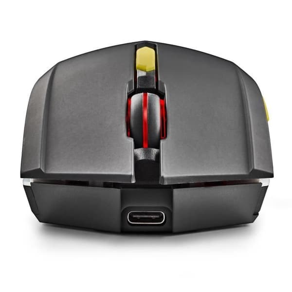NGS GMX-200: Trådlös gamingmus med LED-lampor. Laddningsbart batteri. 6 knappar. 800-1200-2400-3200 DPI. Ergonomisk. Plugg