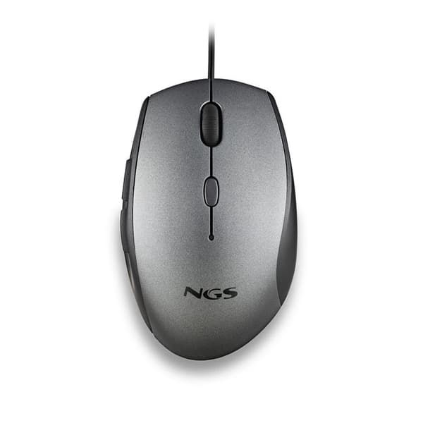 NGS MOTH GREY: Ergonomisk mus med tysta knappar. Högerhänt. DPI: 800/1200/1600. Grå.