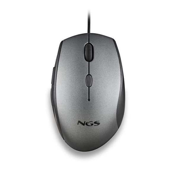 NGS MOTH GREY: Ergonomisk mus med tysta knappar. Högerhänt. DPI: 800/1200/1600. Grå.