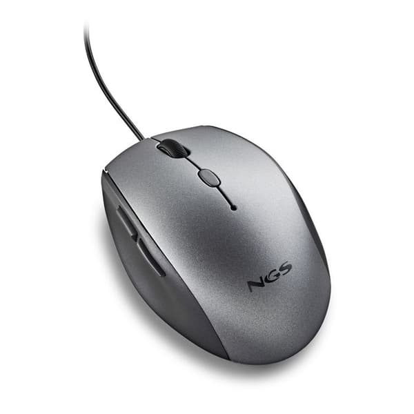 NGS MOTH GREY: Ergonomisk mus med tysta knappar. Högerhänt. DPI: 800/1200/1600. Grå.