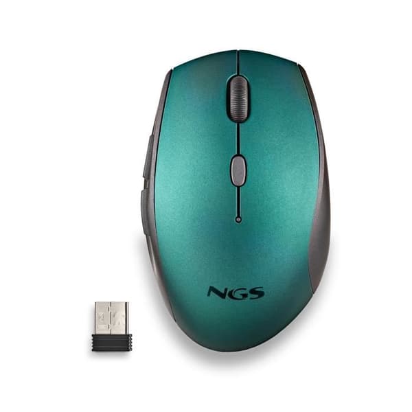 NGS BEE BLUE: Ergonomisk trådlös mus med tysta knappar. Justerbar DPI: 800/1200/1600. Högerhänt. Plug &amp; Play. Färg