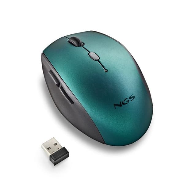 NGS BEE BLUE: Ergonomisk trådlös mus med tysta knappar. Justerbar DPI: 800/1200/1600. Högerhänt. Plug &amp; Play. Färg