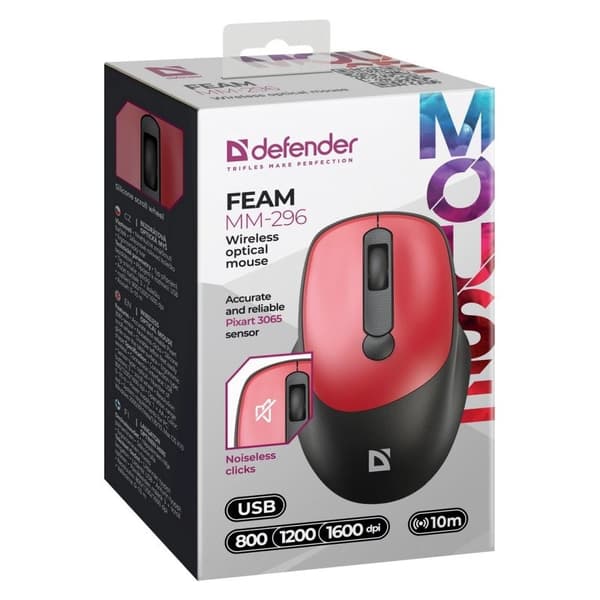 MOUSE DEFENDER FEAM MM-296 RF TYST RÖD