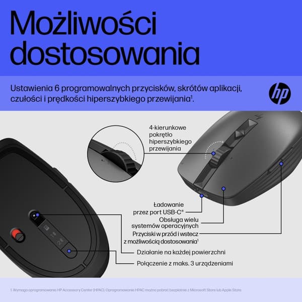 HP 715 uppladdningsbar mus för flera enheter