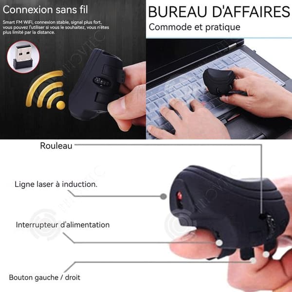 INN Mini Wireless Finger Mouse 2.4G Kompakt Bärbar 25g Lämplig för affärsresor och resor Ergonomisk Finger Ring Mus