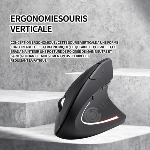 INN Mouse 2,4 GHz trådlös mus med bluetooth och 3 justerbara dpi-nivåer vertikal ergonomisk mus laddningsbar optisk mus