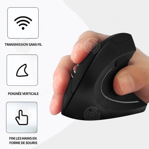 INN Mouse 2,4 GHz trådlös mus med bluetooth och 3 justerbara dpi-nivåer vertikal ergonomisk mus laddningsbar optisk mus