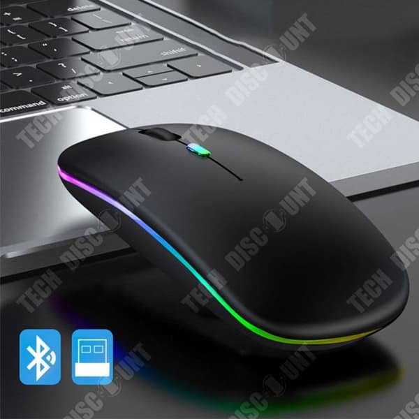 TD® Trådlös Bluetooth-mus 2.4G Bluetooth Dual Mode Uppladdningsbar Mus Silent Light Dator Laptop Kontorsspelmus