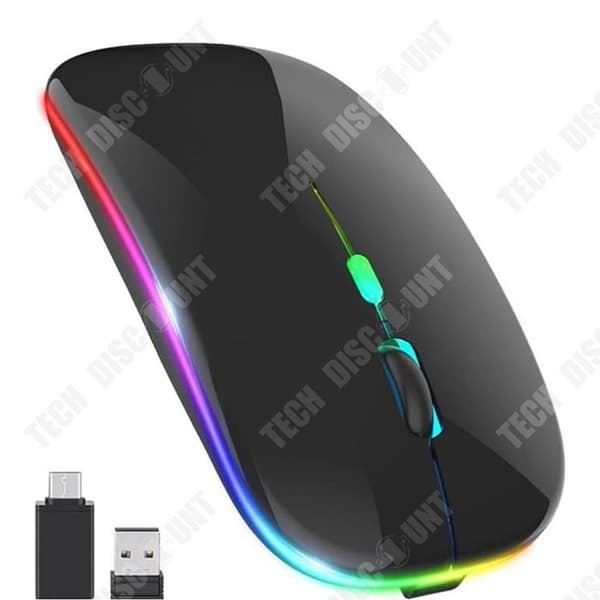 TD® Trådlös Bluetooth-mus 2.4G Bluetooth Dual Mode Uppladdningsbar Mus Silent Light Dator Laptop Kontorsspelmus