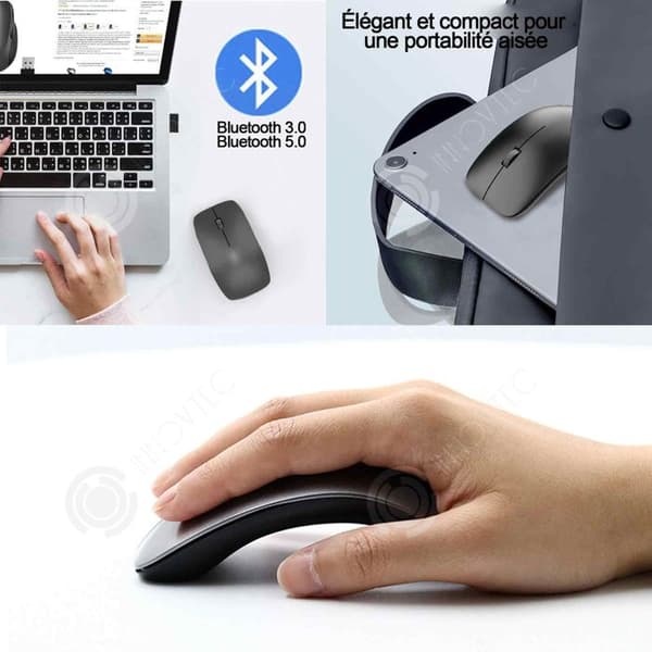 INN Trådlös mus 1600 dpi uppladdningsbar trådlös mus bluetooth-mus ergonomisk och tyst trådlös mus bluetoo-mus