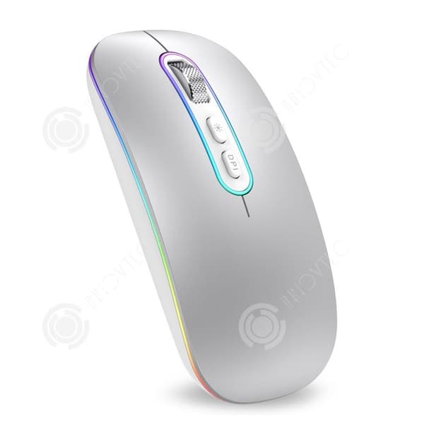 INN 2.4G trådlös Bluetooth-mus för Silent 3 DPI silver realtidsdisplayfunktion för kraften i de fyra cellerna