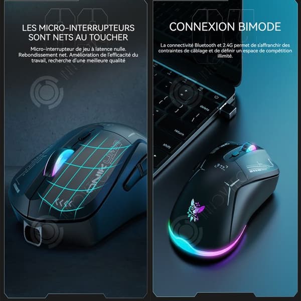 INN trådlös mus med 4 DPI-nivåer Tyst optisk mus med USB 2.4G Bluetooth 5.1-mottagare Kompatibel Mac Windows Andr