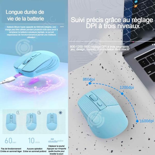 INN Trådlös mus 2,4g bluetooth 5,2 800-1200-1600 dpi en ergonomisk form i handflatan uppladdningsbar trådlös mus bl