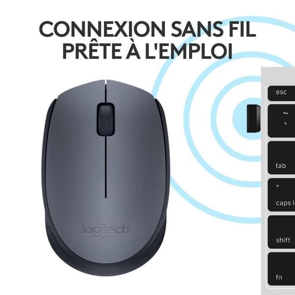 Mus - Trådlös - Logitech - M170 - Ambidextrous - Grå