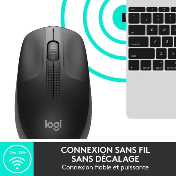 Ergonomisk trådlös mus - Logitech - M190 - Svart
