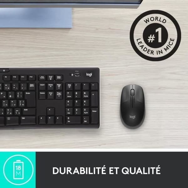 Ergonomisk trådlös mus - Logitech - M190 - Svart