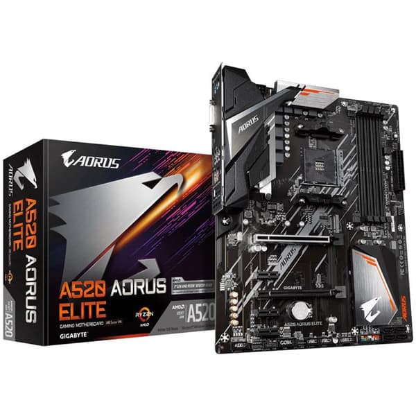 Moderkort - Gigabyte - A520 Aorus Elite - Socket AM4 - Trådad - Svart
