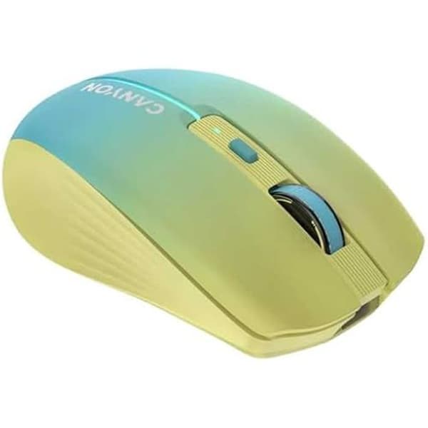 Trådlös Uppladdningsbar Mus - CANYON - MW-44 - Bluetooth 5.0 - Flerfärgad Bakgrundsbelysning - 1600 DPI Blå, Gul