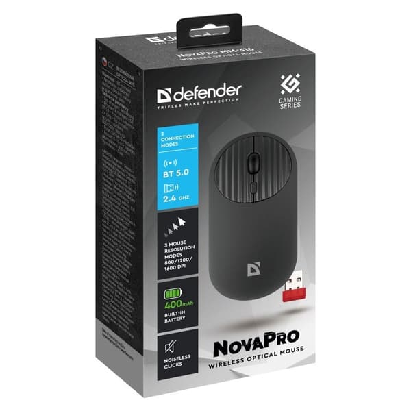 MOUS DEFENDER DEFENDER NOVAPRO MM-316 RF+BT OPTIC 1600dpi SVART