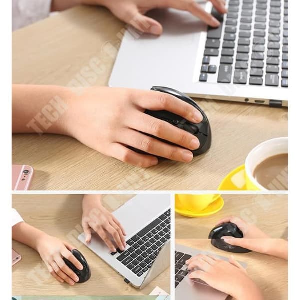 TD® 3 i 1 Vertikal Ergonomisk Mus Trådlös Anslutning 2,4G Uppladdningsbar DPI Justerbar (800/1200/1600) för Bärbar Dator