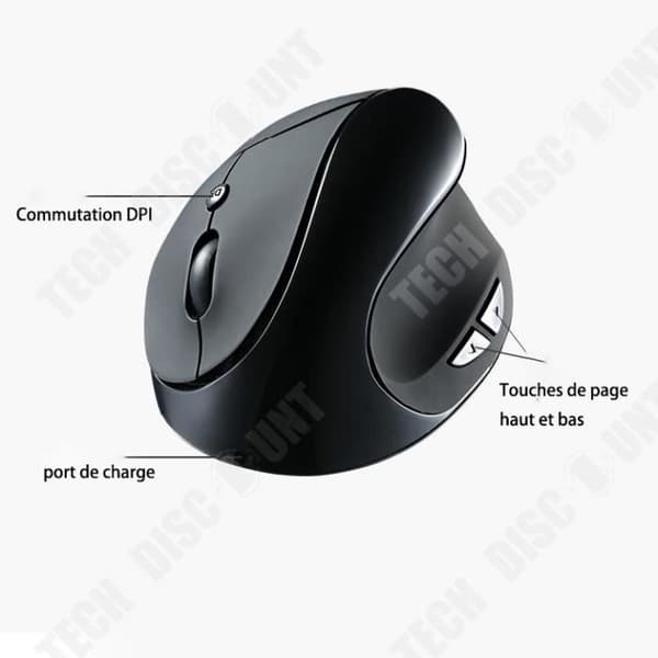 TD® 3 i 1 Vertikal Ergonomisk Mus Trådlös Anslutning 2,4G Uppladdningsbar DPI Justerbar (800/1200/1600) för Bärbar Dator