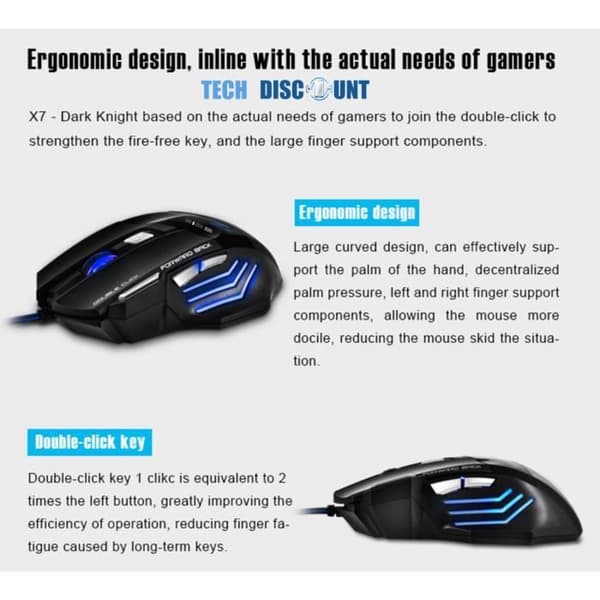 Souris dator Optisk Kabel Gamer LED Spel 7 Knappar Professionell Gaming Mus USB Hög Precision Justerbar + present