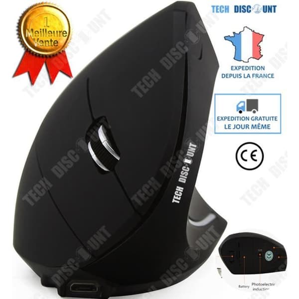TD® Vertical Mouse 123*75*62mm Trådlös laddning 3-nivå DPI Lämplig för alla bärbara och stationära datorer