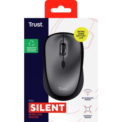 TRUST YVI+ WIRELESS MOUSE ECO BLACK Svart