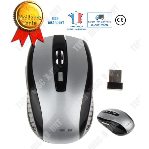 TD® Optisk trådlös Bluetooth Gamer Mouse Fotoelektrisk Tyst Ergonomisk grå kontorsspelmus med batterier