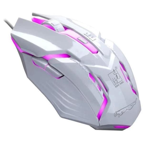 Cool LED-bakgrundsbelyst Ergonomiskt spelmekaniskt tangentbord Gamer-musset (vit) Pr20178