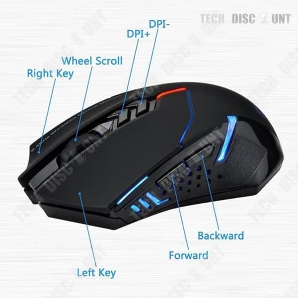 TD® Wireless Mute Gaming Mouse - Silent Mouse Bärbar mus med bakgrundsbelysning - Computing