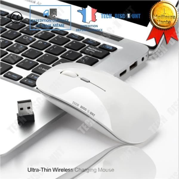 Trådlös mus - TD® - Ultratunn - 2400 dpi - Plug and Play - Tyst