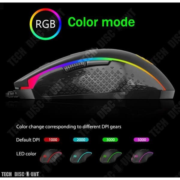 TD® trådbunden spelmus Lysande USB Elektroluminescerande LED / 7 programmerbara knappar / Lysande / Svart