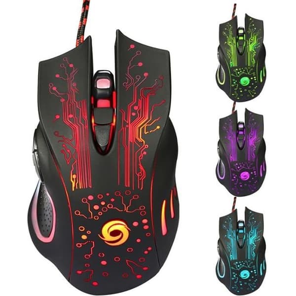 Spelmus - 6D - Professionell - 3200 dpi - Kabelansluten - Ergonomisk - Flerfärgad LED