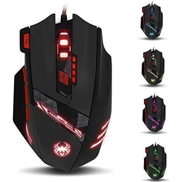 Gamingmus - T90 - Kabelansluten - 6 justerbara DPI - 8 knappar - 6 LED-färgalternativ