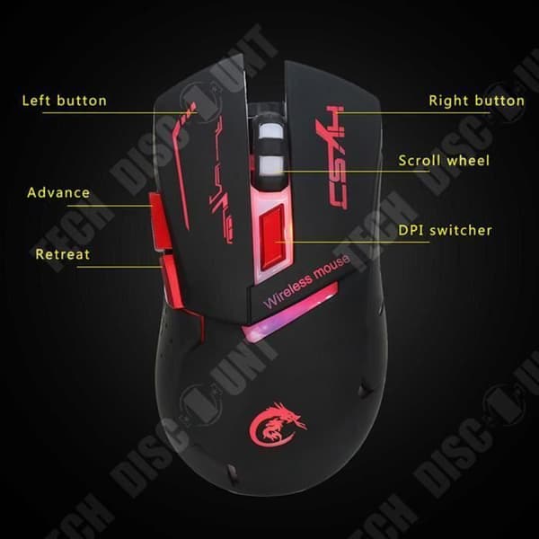 TD® Wireless Gaming Mouse Dator Ergonomisk Hög kvalitet Prestanda flera knappar Gaming Mouse USB-laddning