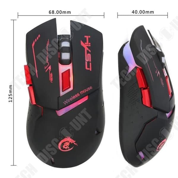 TD® Wireless Gaming Mouse Dator Ergonomisk Hög kvalitet Prestanda flera knappar Gaming Mouse USB-laddning