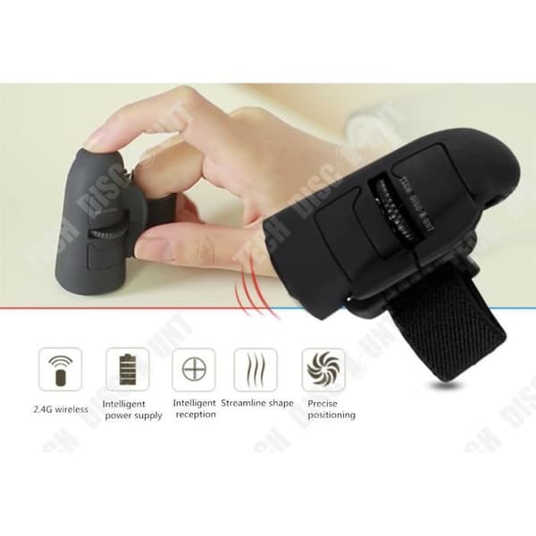 Trådlös mus ergonomisk ring wifi optisk tyst smart finger usb vertikal PC högupplöst svart universell