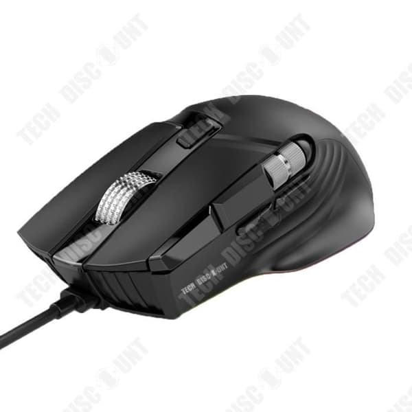 TD® trådbunden spelmus, full hastighet, 12400DPI, dubbla rullhjul, svängbar hårdvara, makro, anpassad esport