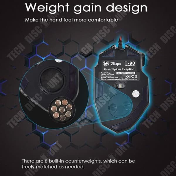 TD® Wired GAMING Mouse Desktop Justerbar DPI Perfekt grepp Handkontroll USB-funktion Flera tangenter Bakgrundsbelysning