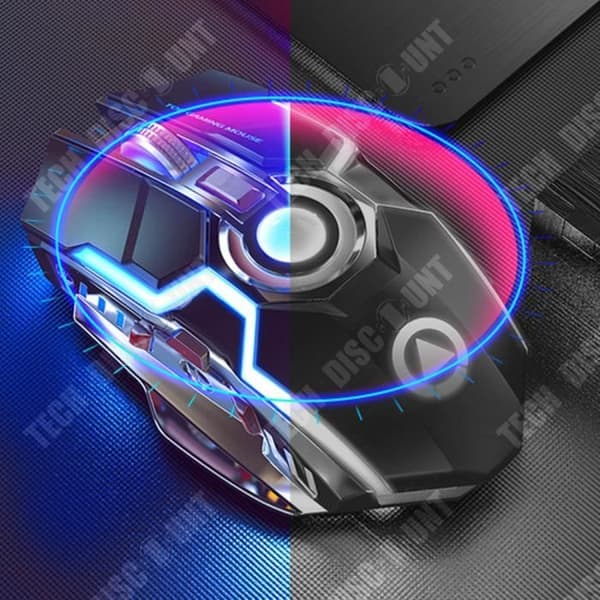 TD® multifunktionell trådlös mus, cool och färgglad uppladdningsbar RGB Luminous Mute-mus, kontorsspelmus