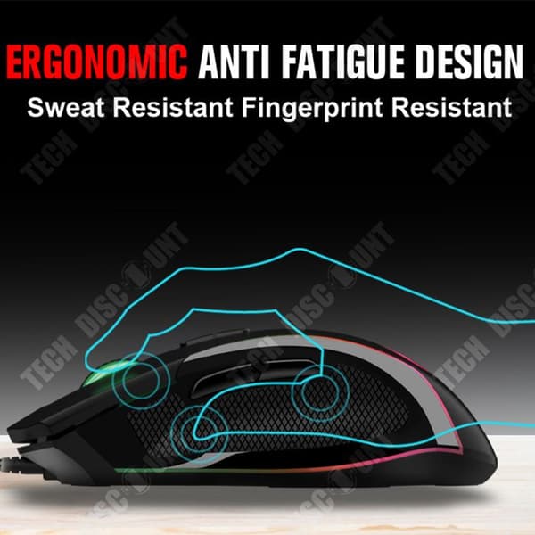 Souris Gaming - Teknikrabatt - TD 7 Knappar - LED-belysning - Ergonomisk - Trådad